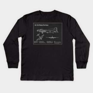 Boeing B-17 Flying Fortress Bomber - PD Kids Long Sleeve T-Shirt